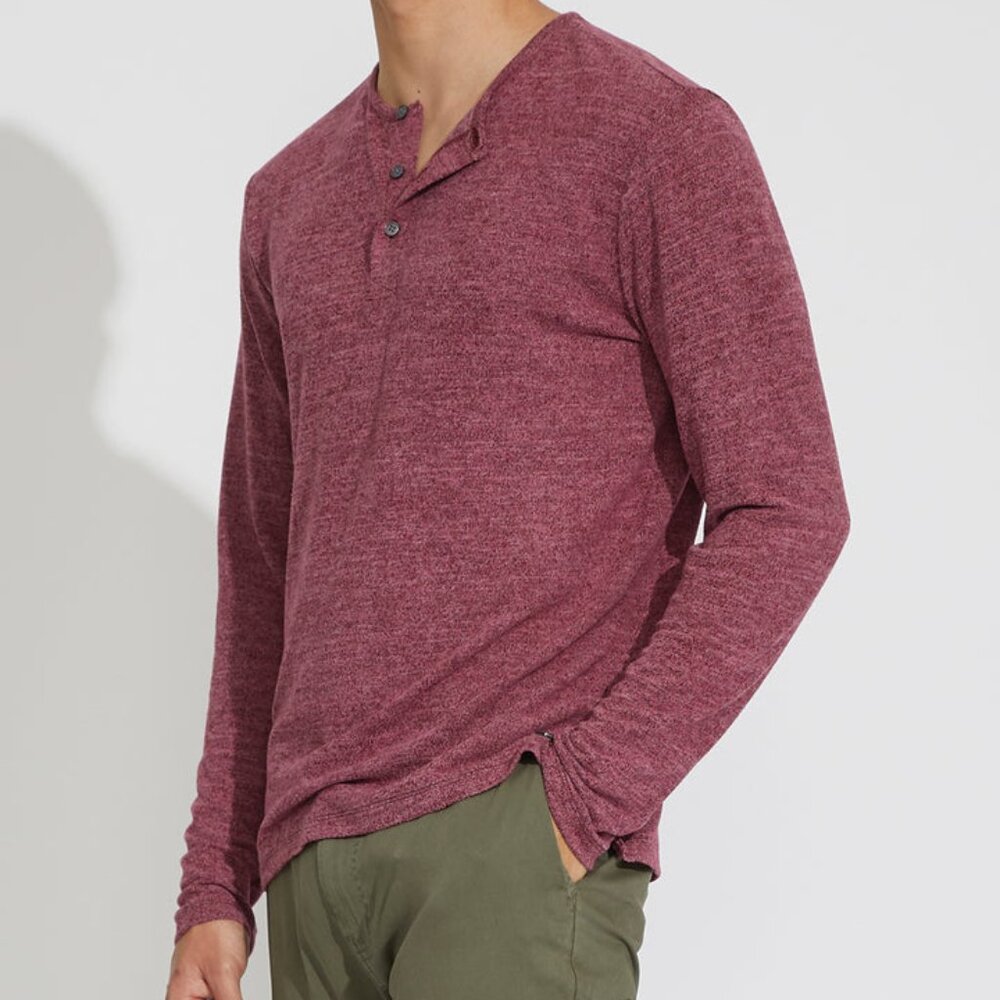 Civil Society Heather Burgundy Knit Henley
